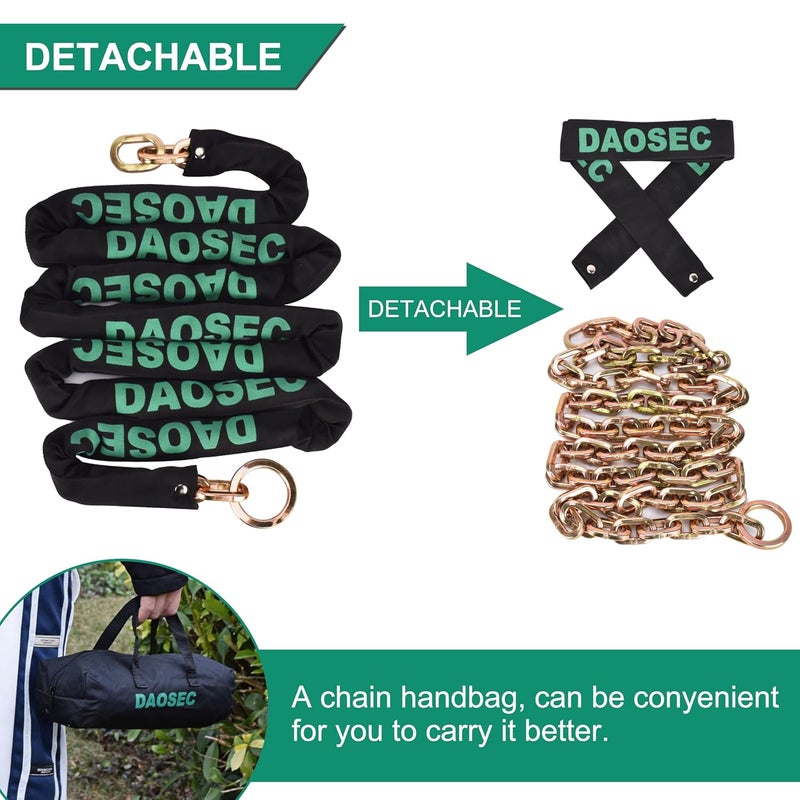 DAOSEC 10ft Maximum Security Chain - 3/8" (9mm) Hardened Boron Steel - Anti-Theft Motorcycle & Bike Lock for Fence, Shed, ATV, RV (Weatherproof Galvanized) - Image 3